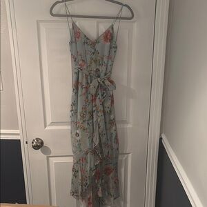 Alice + Olivia Green and Orange Wrap Maxi Dress